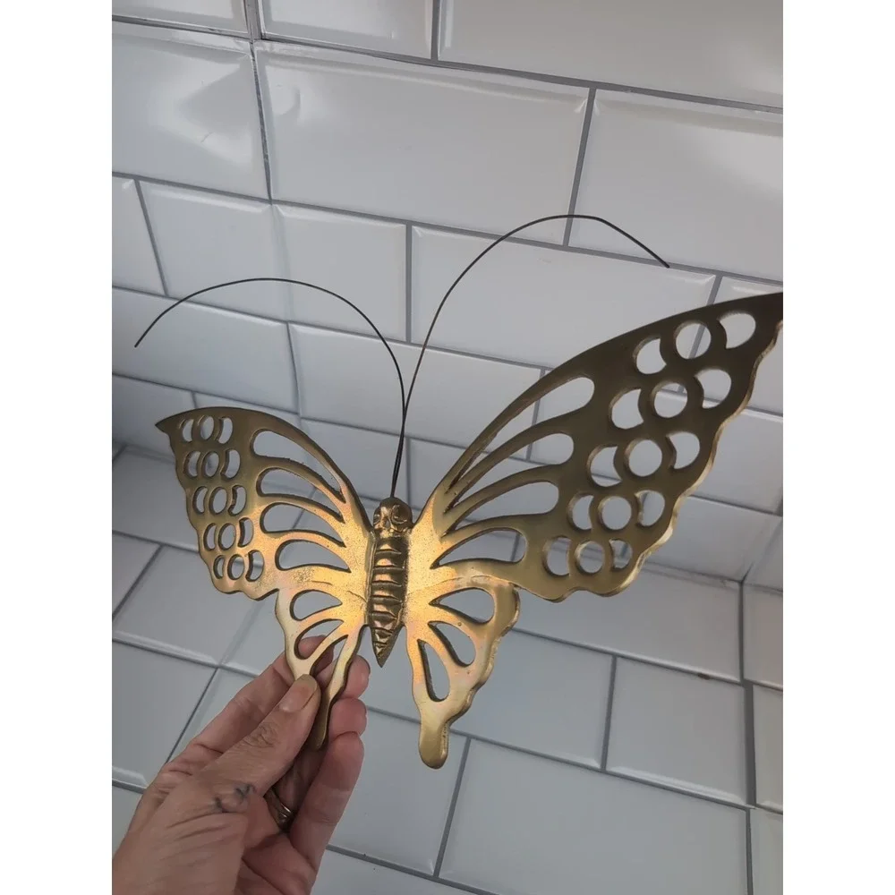 Vintage Brass Butterfly MCM Wall Hanging Mid Century Modern 12.5